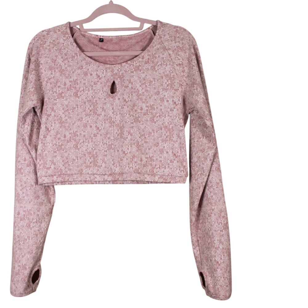 Gymshark Activewear Workout Pink Athleisure Long Sleeve Compression Crop Top S
